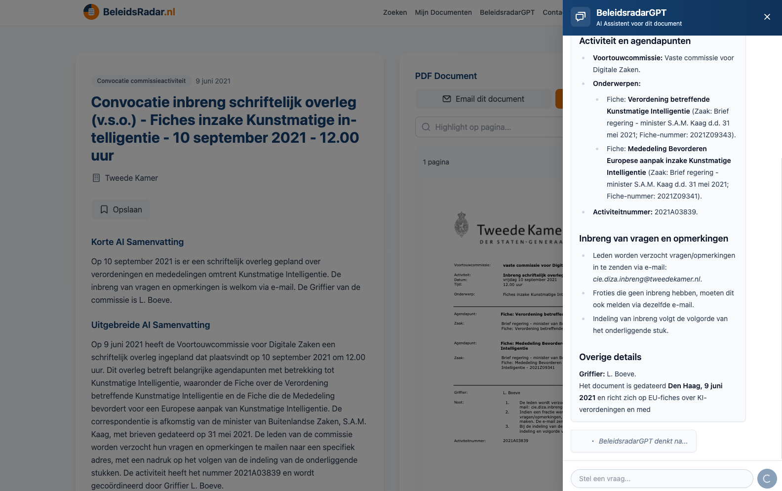 AI-assistent beschikbaar op alle pagina's in BeleidsRadar