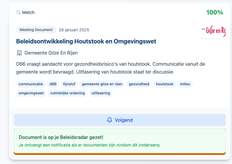 Document volgen in BeleidsRadar