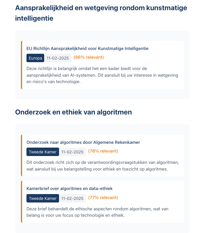 Notificatie-instellingen in BeleidsRadar